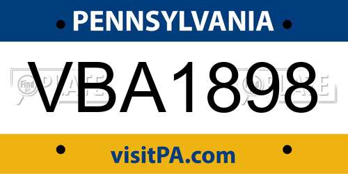 VBA1898 Pennsylvania License Plate