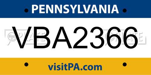 VBA2366 Pennsylvania License Plate