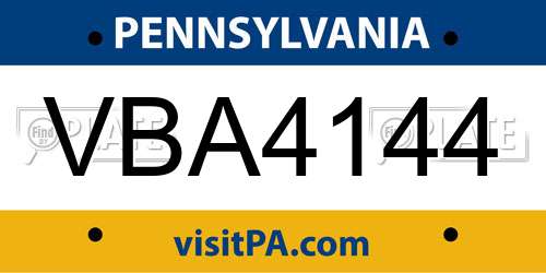 VBA4144 Pennsylvania License Plate