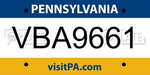 VBA9661 Pennsylvania License Plate