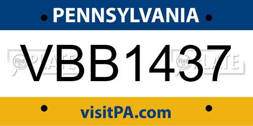 VBB1437 Pennsylvania License Plate