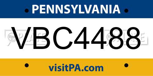 VBC4488 Pennsylvania License Plate