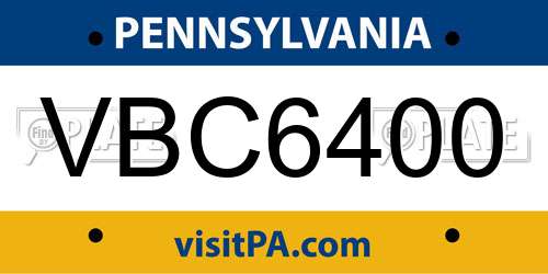 VBC6400 Pennsylvania License Plate