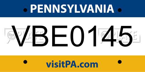 VBE0145 Pennsylvania License Plate