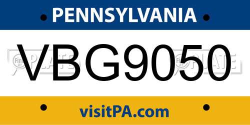 VBG9050 Pennsylvania License Plate
