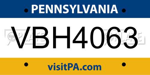 VBH4063 Pennsylvania License Plate