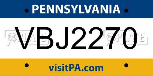 VBJ2270 Pennsylvania License Plate