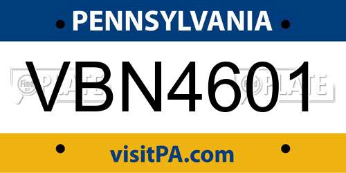 VBN4601 Pennsylvania License Plate