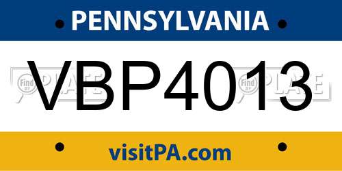 VBP4013 Pennsylvania License Plate