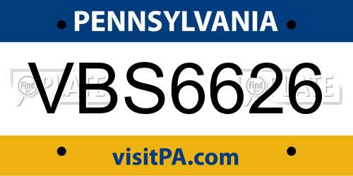 VBS6626 Pennsylvania License Plate