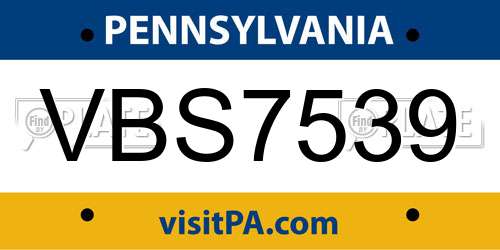 VBS7539 Pennsylvania License Plate