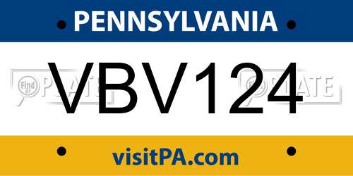 VBV124 Pennsylvania License Plate