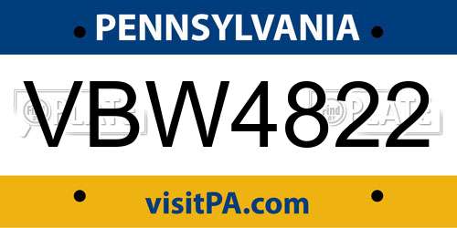 VBW4822 Pennsylvania License Plate