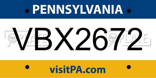 VBX2672 Pennsylvania License Plate