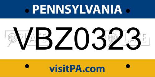 VBZ0323 Pennsylvania License Plate