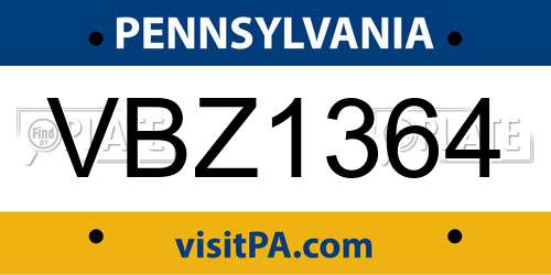 VBZ1364 Pennsylvania License Plate