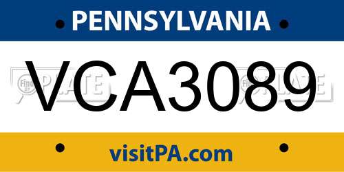 VCA3089 Pennsylvania License Plate