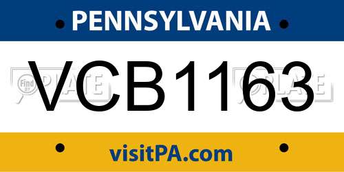 VCB1163 Pennsylvania License Plate