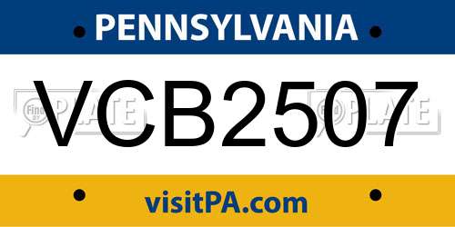VCB2507 Pennsylvania License Plate