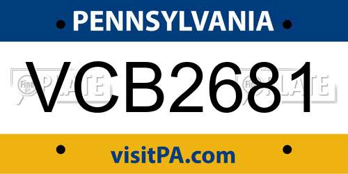 VCB2681 Pennsylvania License Plate