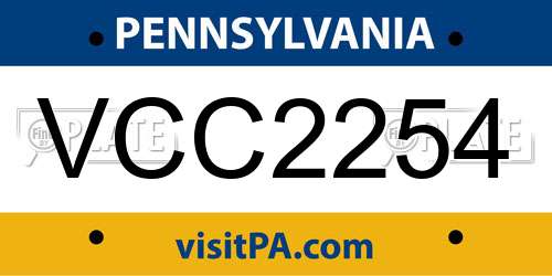 VCC2254 Pennsylvania License Plate
