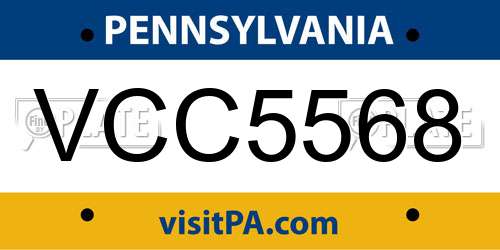VCC5568 Pennsylvania License Plate