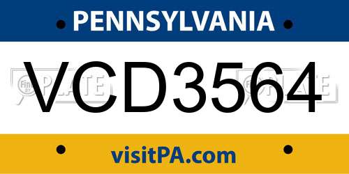 VCD3564 Pennsylvania License Plate