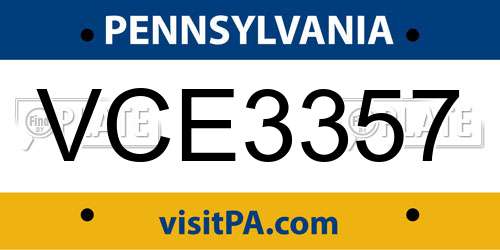 VCE3357 Pennsylvania License Plate