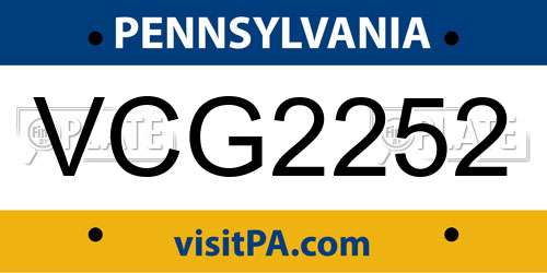 VCG2252 Pennsylvania License Plate