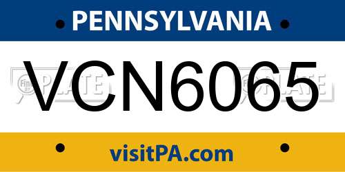 VCN6065 Pennsylvania License Plate