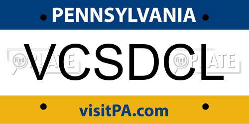 VCSDCL Pennsylvania License Plate