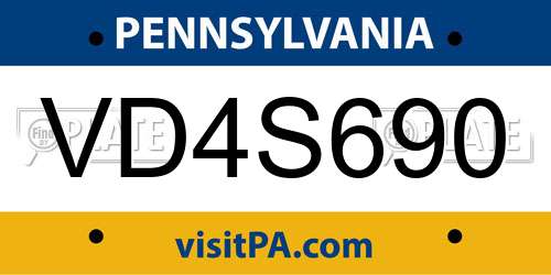 VD4S690 Pennsylvania License Plate