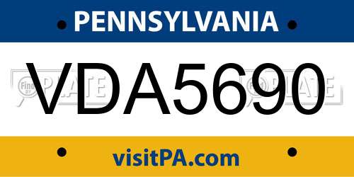 VDA5690 Pennsylvania License Plate