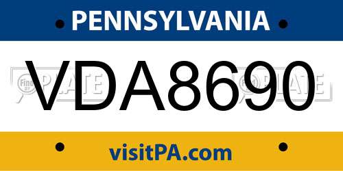 VDA8690 Pennsylvania License Plate