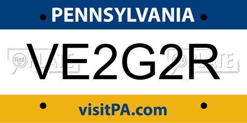 VE2G2R Pennsylvania License Plate