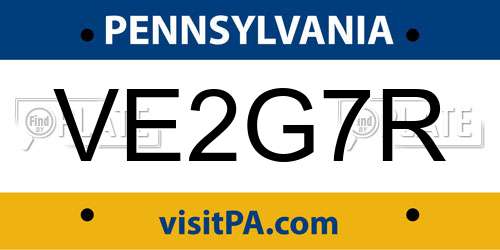 VE2G7R Pennsylvania License Plate