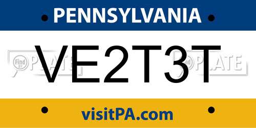 VE2T3T Pennsylvania License Plate