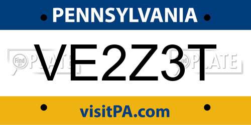 VE2Z3T Pennsylvania License Plate