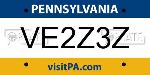 VE2Z3Z Pennsylvania License Plate