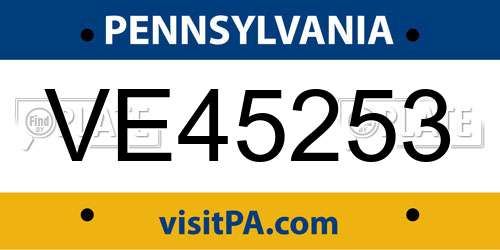 VE45253 Pennsylvania License Plate