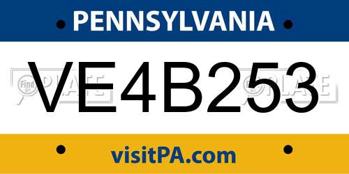 VE4B253 Pennsylvania License Plate