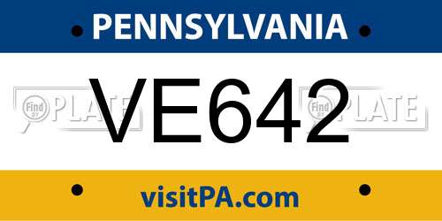 VE642 Pennsylvania License Plate