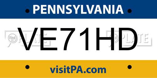 VE71HD Pennsylvania License Plate
