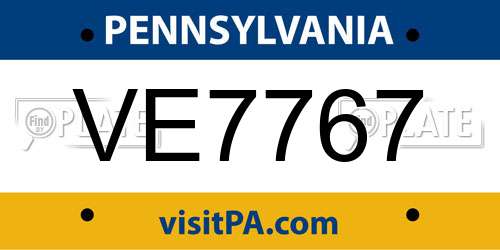 VE7767 Pennsylvania License Plate