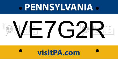 VE7G2R Pennsylvania License Plate