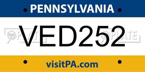 VED252 Pennsylvania License Plate