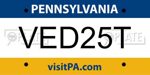 VED25T Pennsylvania License Plate