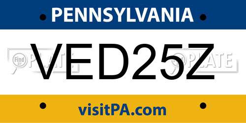 VED25Z Pennsylvania License Plate