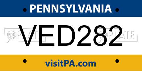 VED282 Pennsylvania License Plate