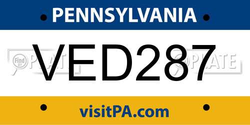 VED287 Pennsylvania License Plate